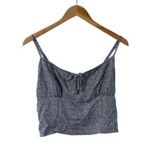 Abercrombie Blue Floral Tie Front Crop Tank